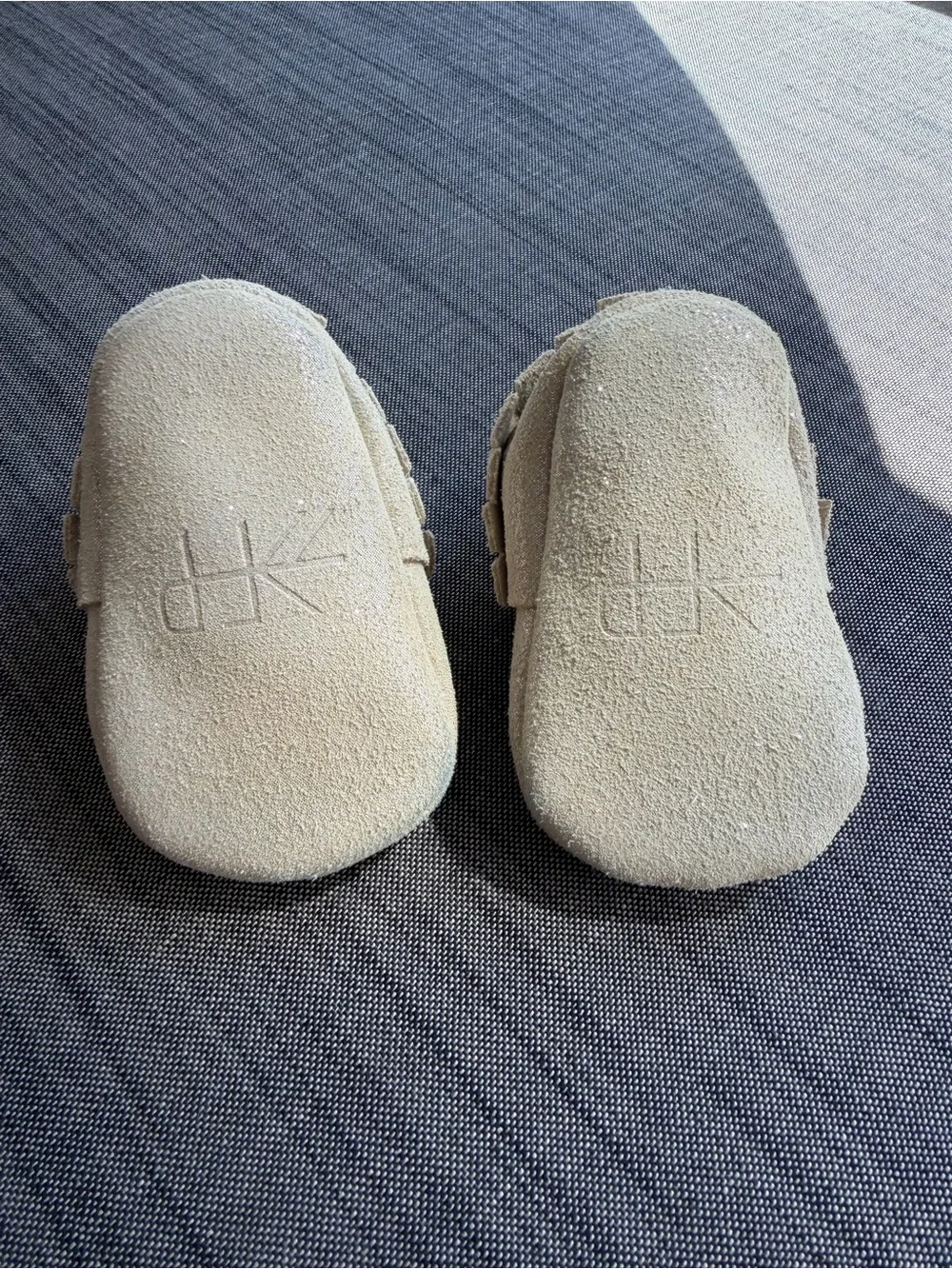 Freshly Picked Tan with Shimmer Suede  Baby Moccasins